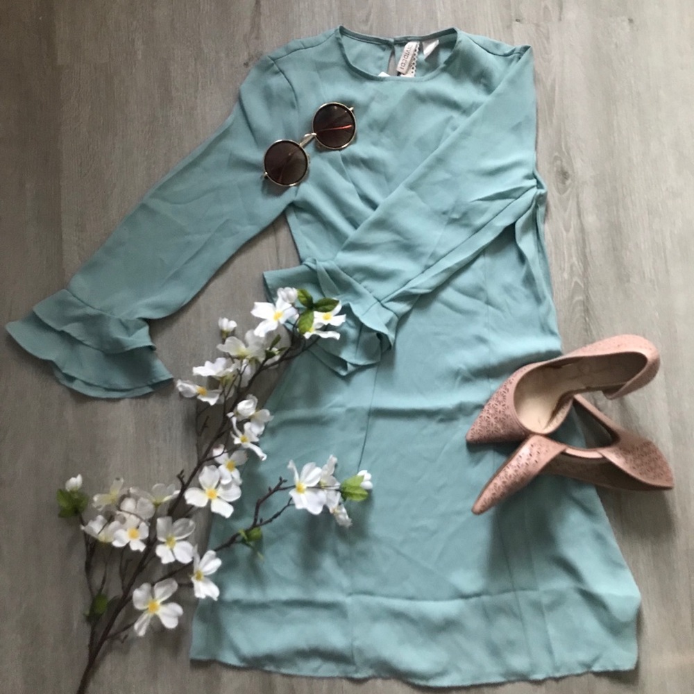 light teal blue dress